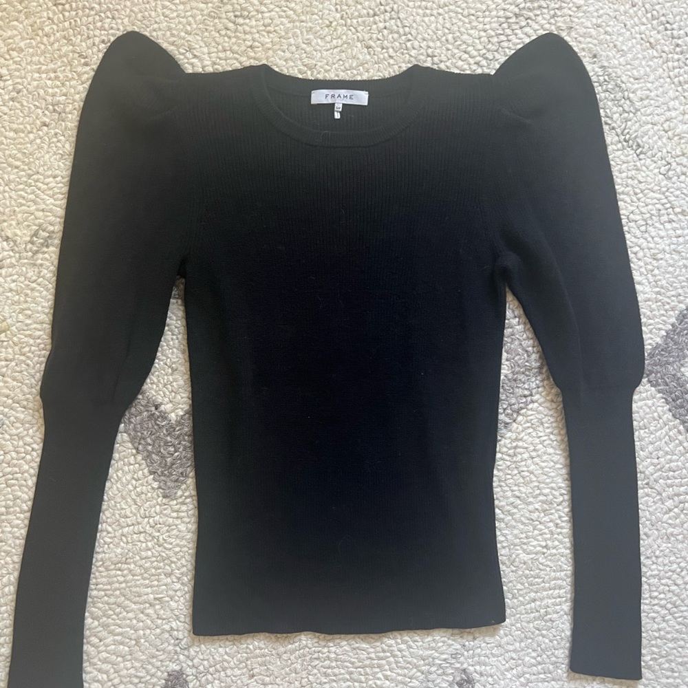 FRAME Black Ribbed Knit Sweater